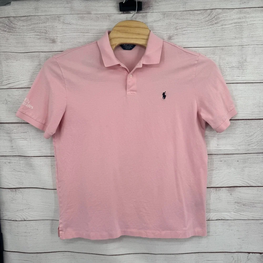 Polo Ralph Lauren Golf Polo Shirt XL Fly Emirates Logo Pink Pro Fit
